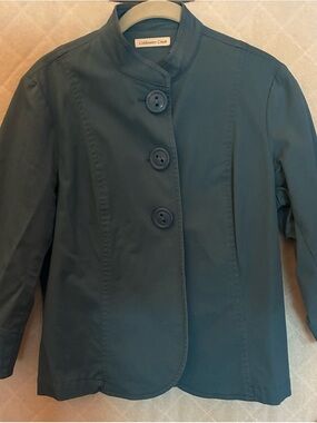 Coldwater Creek Teal Stand-Collar Button Jacket